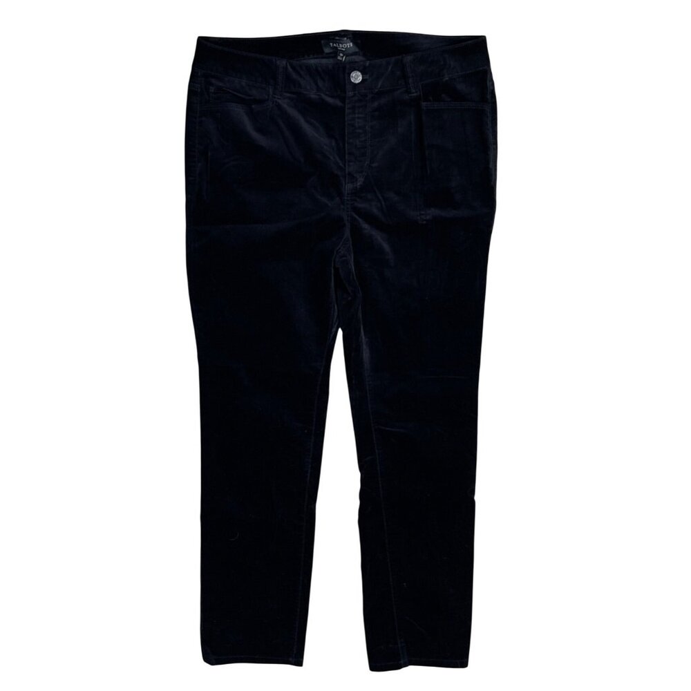 Talbots Petites Pants Heritage Black Velvet Size 12P Slacks Button
